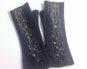 Felted fingerless gloves, Merino fingerless mittens, Felt arm warmers, Women's Fingerless gloves, Felted Wrist warmers, Merino Hand warmers