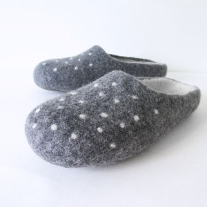 Wool Felted Slippers Women & Men • Polka dot Slippers • Cute Slippers • Unisex image 5