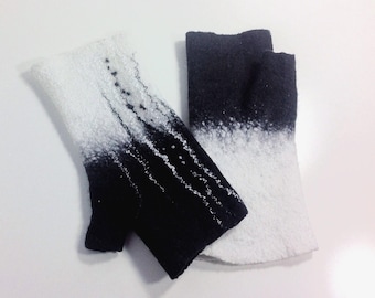 Felted fingerless gloves, Merino fingerless mittens, Felt arm warmers, Women's Fingerless gloves, Felted Wrist warmers, Merino Hand warmers