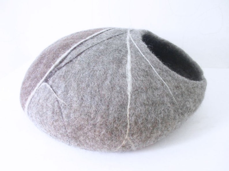Wool Felted Cat Cave Cat Bed Cat House Cat Furniture Cat Lover Gift River Rock Cat Cave image 5