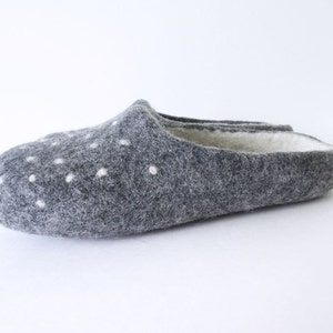 Wool Felted Slippers Women & Men • Polka dot Slippers • Cute Slippers • Unisex image 4