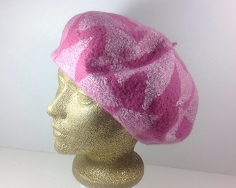 Rose Merino Beret, Wool Felted Hat, Felted Beret, Women's Hat, Fashion Beret, Fashion Hat, Head Accessory, Spring Hat, Fall Beret, Cozy