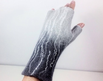 Felted fingerless gloves, Merino fingerless mittens, Felt arm warmers, Women's Fingerless gloves, Felted Wrist warmers, Merino Hand warmers