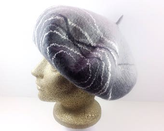 Grey Merino Beret, Wool Felted Hat, Grey Felted Beret, Women's Hat, Fashion Beret, Fashion Hat, Head Accessory, Spring Hat, Fall Beret, Cozy