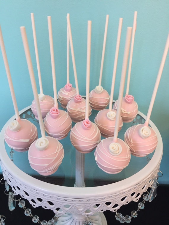 Pink and White Drizzled Cake Pops Il_570xn