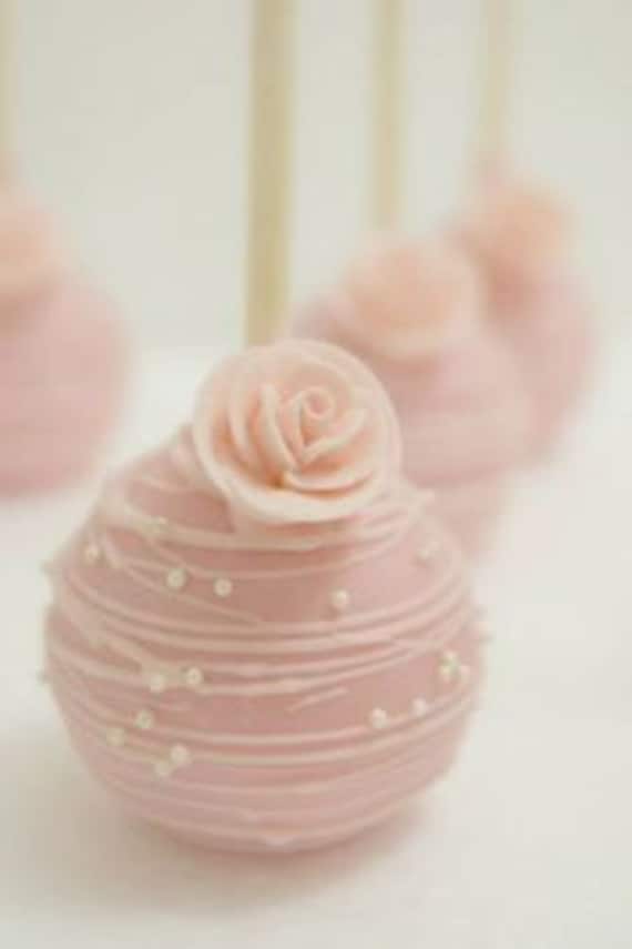 Pink Drizzle Cake Pops with Edible Rose Il_570xn