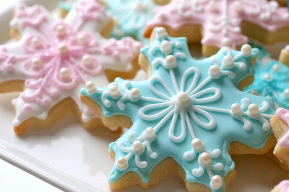 Snowflake Sugar Cookies |Winter Wonderland Theme | Frozen Cookies Il_570xn