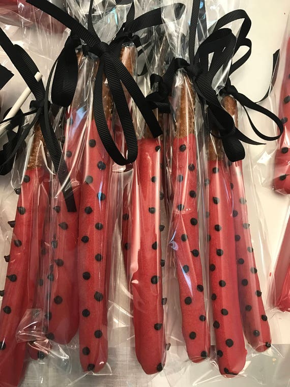 LadyBug Chocolate Covered Pretzel Rods, Polka Dot Il_570xn
