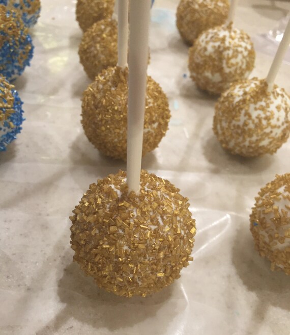 Gold and White Dipped Sprinkle Cake Pops Etsy