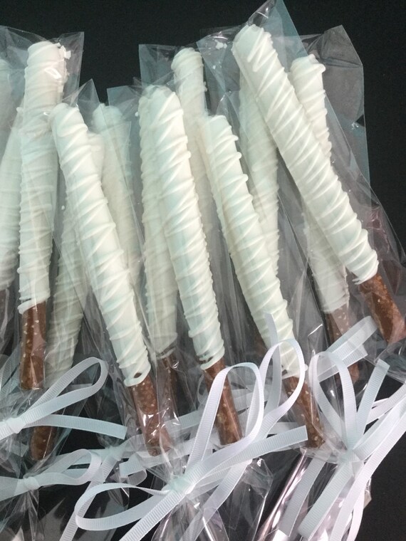 White Chocolate Covered Pretzel Rods with White Drizzle, One Dozen Il_570xn