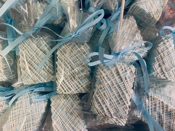 White and Baby Blue Drizzled Rice Krispie Treats Il_570xn