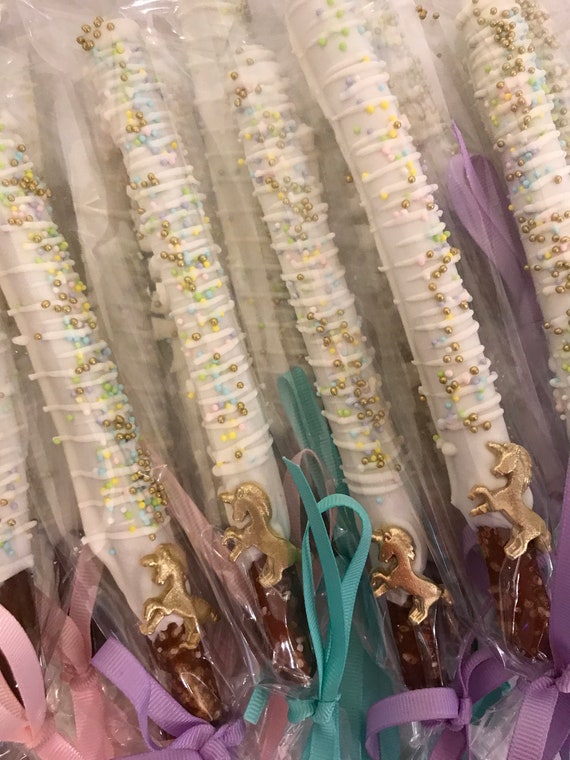 Unicorn Chocolate Covered Pretzel Rods with Pastel Color Etsy