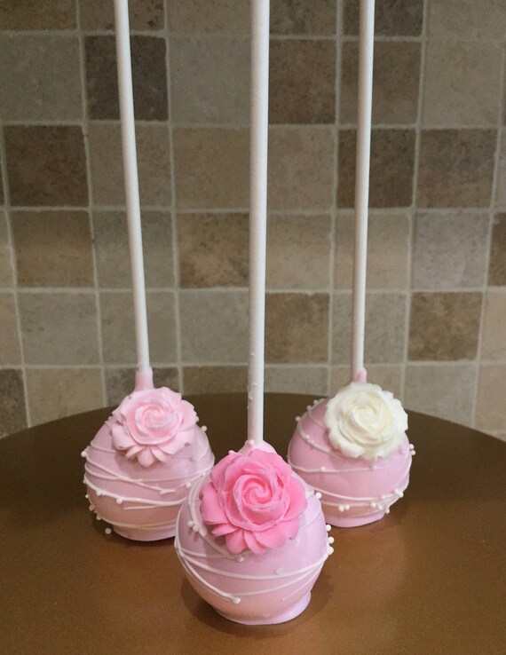 Pink and White Drizzled Cake Pop with Sprinkles and Edible Etsy