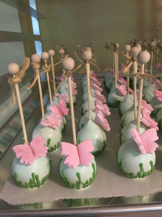 Garden Theme Cake Pops With Grass Decoration And Edible Etsy
