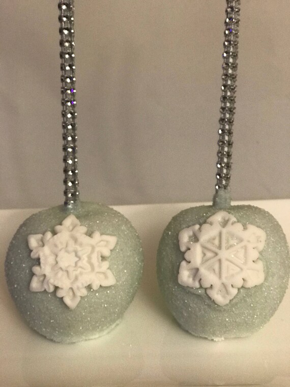 Snowflake Chocolate Covered Apples on Bling Stick Il_570xn