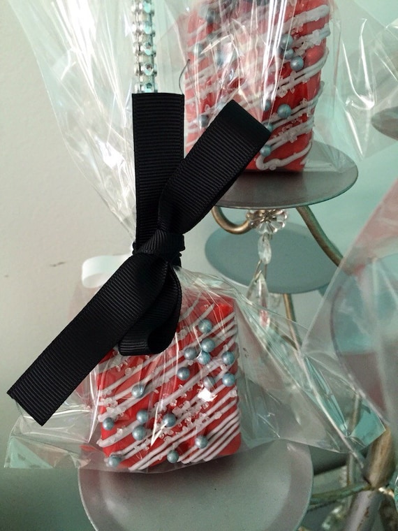 Red Chocolate Covered Rice Krispies with Drizzle and Sprinkles Il_570xn