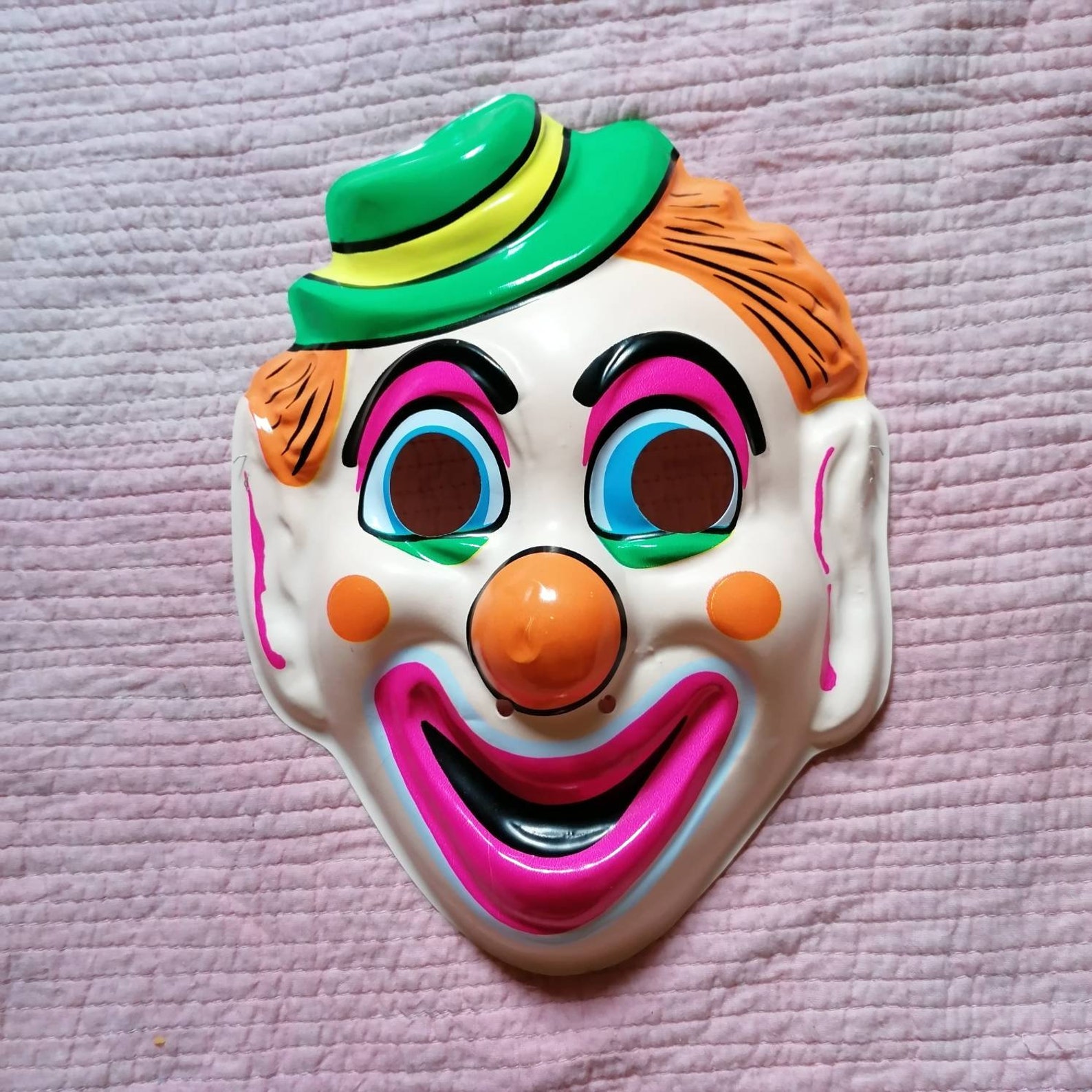 Vintage 1980s Plastic Kitsch Neon Creepy Clown Mask Etsy