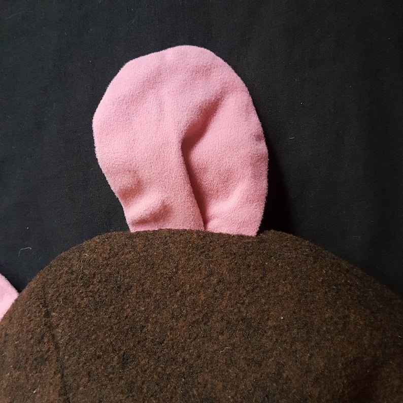 Vintage Handmade Childrens Brown Pink Mouse Mask Hood /& Tail