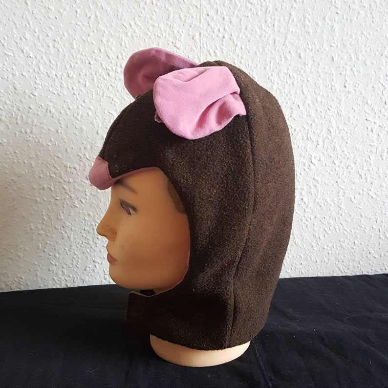 Vintage Handmade Childrens Brown Pink Mouse Mask Hood /& Tail