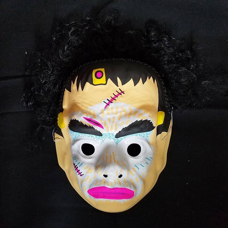 Vintage 1980s Plastic Halloween Frankenstein Monster Mask with Etsy