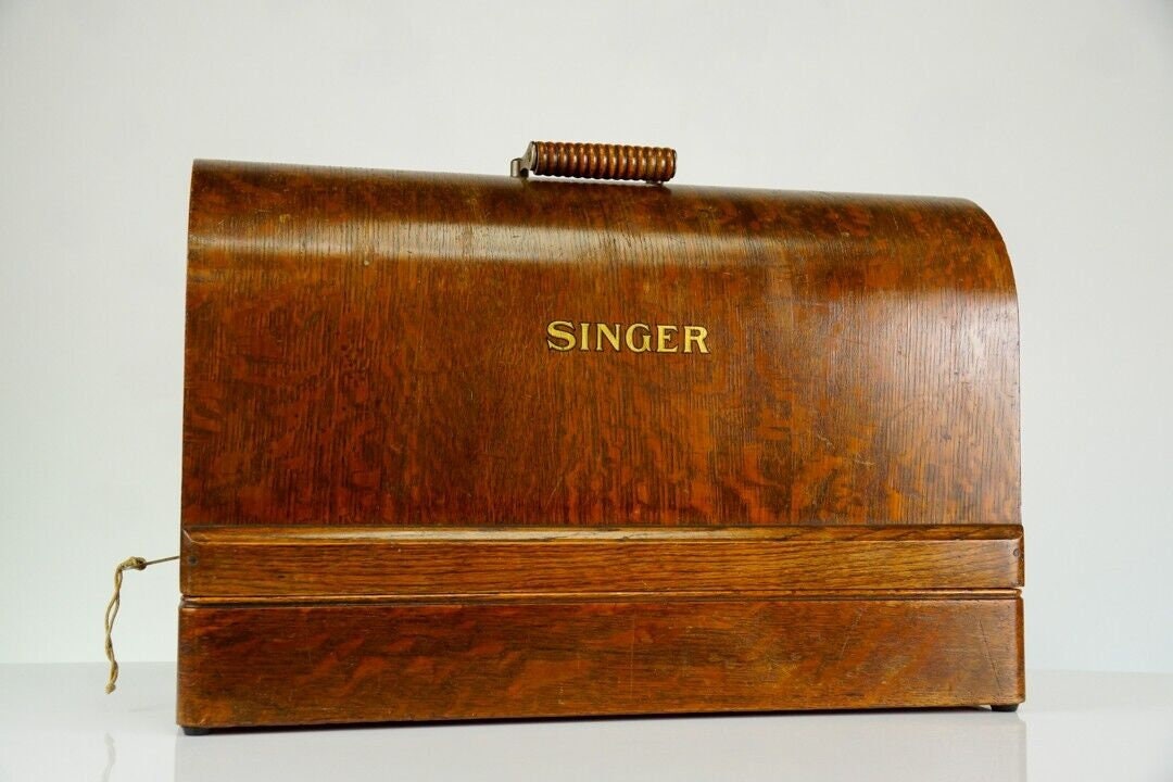 Vintage Singer Sewing Machine Bentwood Carry Case Lid 15 66 Etsy