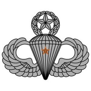 US Army Master Parachutist Badge with 1 Combat Jump Star Vector Files, dxf eps svg ai crv