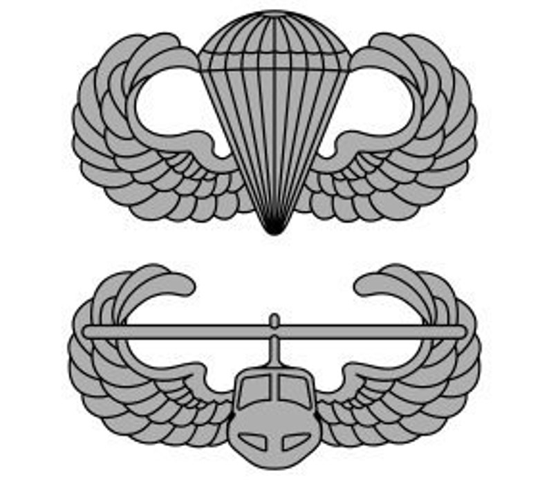 Us Army Parachutist And Air Assault Badges Stacked Vector Etsy