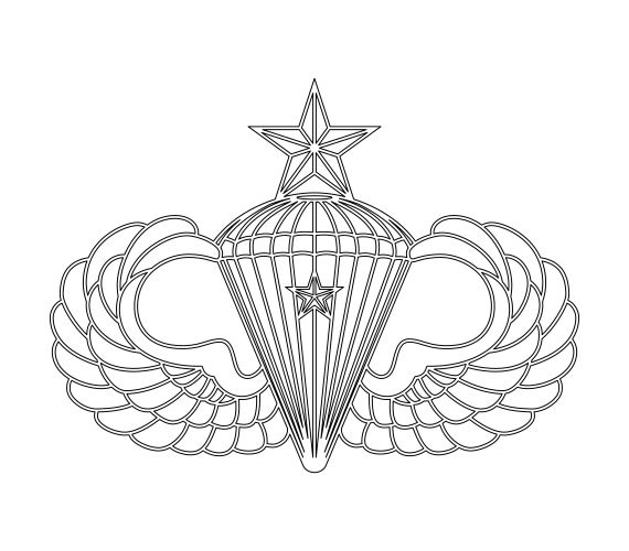 US Army Senior Parachutist Badge With 1 Combat Jump Star Vector