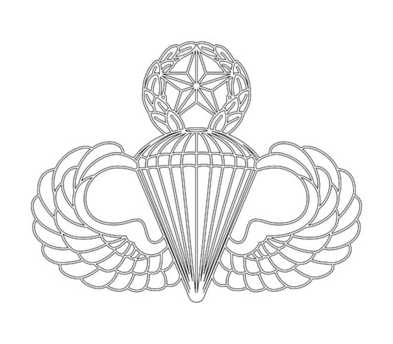 Us Army Master Parachutist Badge Vector Files Dxf Eps Svg Ai Etsy All