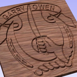 May include: A wooden plaque with a carved anchor design and the name "Garry Owen" inscribed above it.