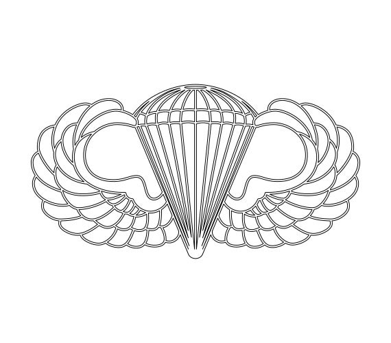 US Army Basic Parachutist Badge Vector Files, Dxf Eps Svg Ai Crv