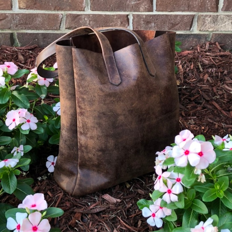 Leather Tote Bags Leather Tote Leather Tote Bag Brown Etsy