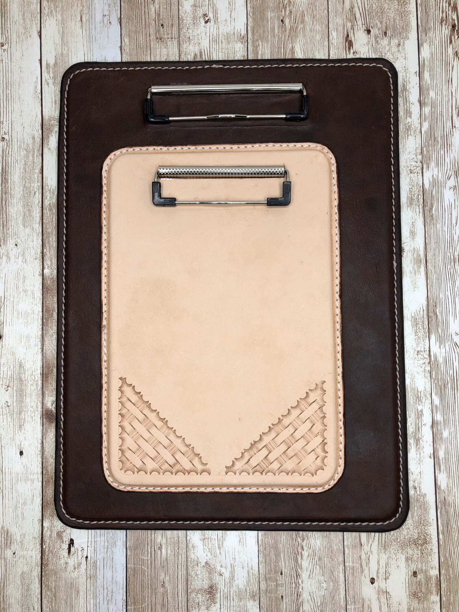 Pad Folio Leather Covered Clipboard Personalized Business Etsy