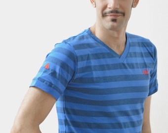 High quality striped V-Neck Hi11 Heaven Blue