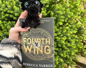 Handmade crochet dragon bookmark fourth wing Tairn