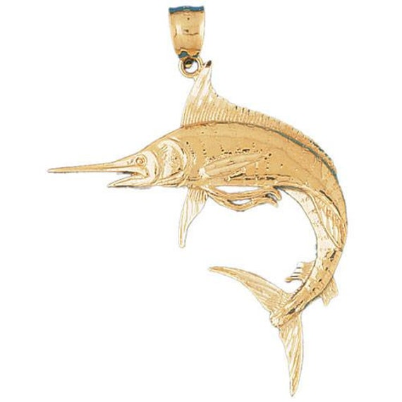 Marlin Fisch Charm Fisch Schmuck 14 K Gold Schone Thunfisch Etsy