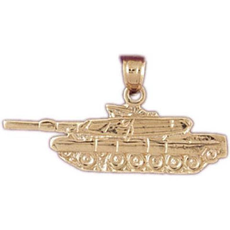 14 kt gold pendant,military charm tank jewelry,Any occasion gift,Wedding gift,holiday gift,memorable gift,Gold Charm,Can Engrave Text.