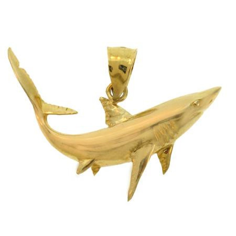 14k Yellow Gold Pendent Beautiful 14kt Shark Pendant Image 0