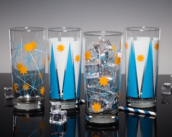 Toledo Sparks 4 Glass Drinkware Sets, Dishwasher Safe, Limited Edition Drinking Glasses Inspired by Jacob Parr's Proposed City Flag Design