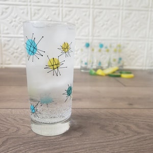 Atomic Starburst Collins Set of 4 MCM Mid Century Modern Highball Tumbler Retro Style Drinking Glasses Inspired by Vintage Dinnerware image 6