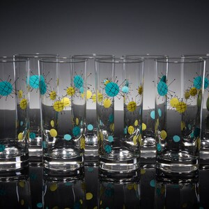 Atomic Starburst Collins Set of 4 MCM Mid Century Modern Highball Tumbler Retro Style Drinking Glasses Inspired by Vintage Dinnerware image 4