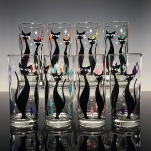 Atomic Cat Drinking Glasses: MCM Retro Cocktail Set of 8