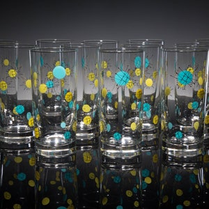 Atomic Starburst Collins Set of 4 MCM Mid Century Modern Highball Tumbler Retro Style Drinking Glasses Inspired by Vintage Dinnerware image 5