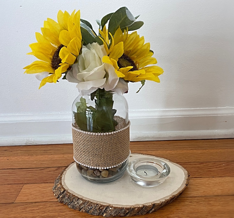 Rustic Sunflower Table Piece. Centerpiece Wedding Decor image 0