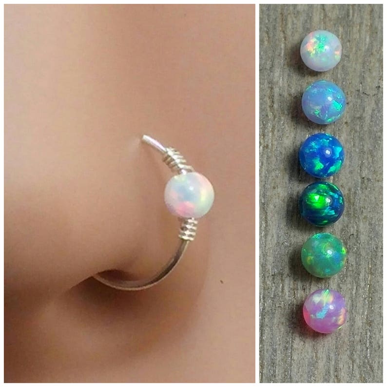 Faux nose hoop Opal fake nose ring Faux nose ring Fake nose piercing Non pierced nose ring Fake nose ring Fake nose hoop Nose jewelry