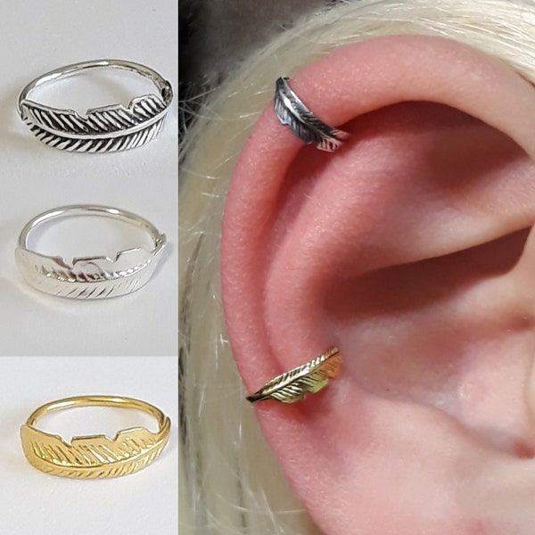 Silver cartilage hoop, Conch ring, Sterling earrings, Cartilage piercing hoop, Little hoop earrings, Silver helix, Helix piercing jewelry,