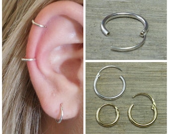 Aro de cartílago, Pendientes de aro pequeño, Pendientes de aro de oro, Pendientes de aro de plata, Aros de oro, Pendientes de aro de plata, Pendientes de aro de oro