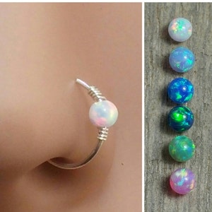 Nose ring, Nose hoop, Nose ring hoop, Nose piercing, Nose jewelry, Opal nose ring, Opal nose hoop, Tiny nose ring, small ring hoop,