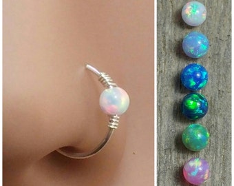 Nose ring, Nose hoop, Nose ring hoop, Nose piercing, Nose jewelry, Opal nose ring, Opal nose hoop, Tiny nose ring, small ring hoop,