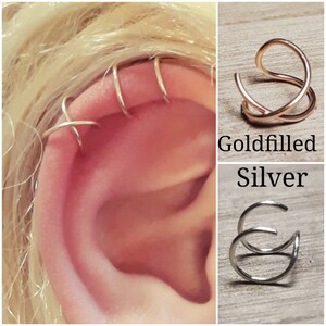 Ear cuff cartilage earrings non pierced/ Fake helix piercing from sterling silver or 14k gold-filled/  Handmade earring cuff